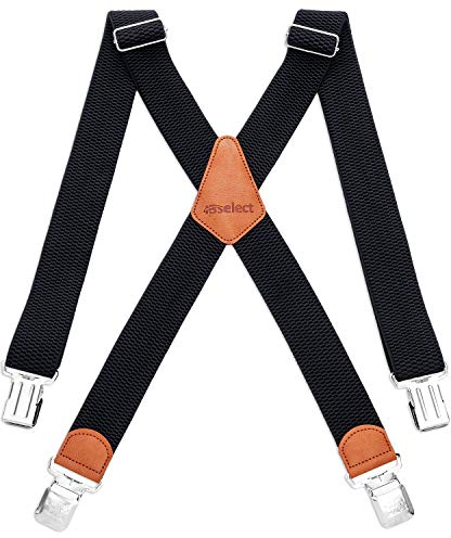 HBselect Men's Braces for Trousers with Heavy Duty Metal Clips | Adjustable Elastic Work/Ski Suspenders | 3.5cm Wide Durable Braces for Men, Business & Casual Wear (One Size Fits All)