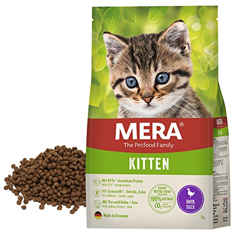 MERA Cats Kitten Ente (2kg), Trockenfutter für heranwachsende Katzen und Kätzchen, getreidefrei & nachhaltig, Katzentrockenfutter mit hohem Fleischanteil