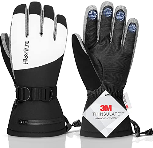 HIKENTURE Winterhandschuhe Herren Damen Wasserdicht, Winddichte Skihandschuhe Winterhandschuhe Fahrrad Ski Laufen Männern Frauen, Winddichte Handschuhe Winter mit Langlauf-Black-XL