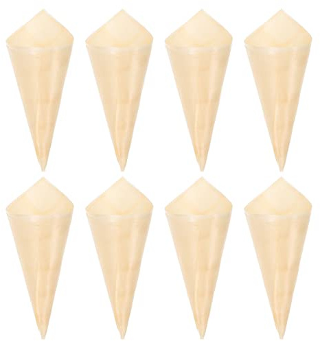TOYANDONA 50 conos de madera desechables para degustación de conos de madera, soporte de cono de aperitivo para aperitivos para fiestas, catering y eventos