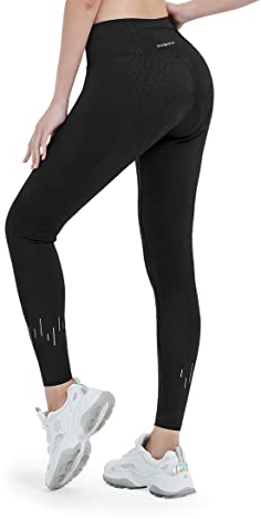 INBIKE Fahrradhose Damen Lang Gepolstert Atmungsaktive Dehnbare Radhose Thermoleggins Radlerhose Winter Mountainbike Fahrrad Hose Warme Leggings Radfahrhose mit 4D Sitzpolster Schwarz S