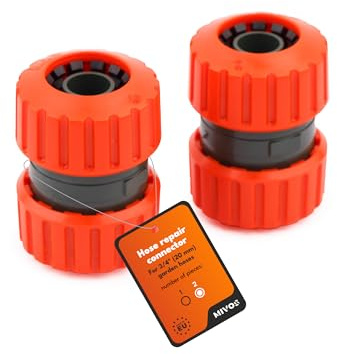 MIVOS 2 x Raccordi per Tubi da Giardino da 3/4 (19 mm) - Connettore di Riparazione per Tubi - Giunto per il Collegamento di Tubi dell'Acqua - Riparatore - 2 Pezzi - Made in EU