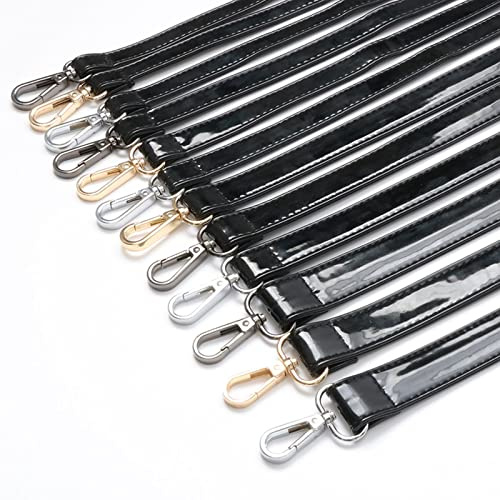 QINGYY 1 Correa de Charol Negra para Bolso, Correas de Hombro de Cuero de Repuesto Ajustables, Ancho de 3cm, con Hebillas Negras