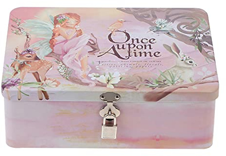 Alipis Scatola Vintage in Latta Con Lucchetto E Chiave Set Di Cassa Regalo Stile Retrò 9.6X7.1X3.3 Pollici Organizer Per Casa Decorazione E Conservazione