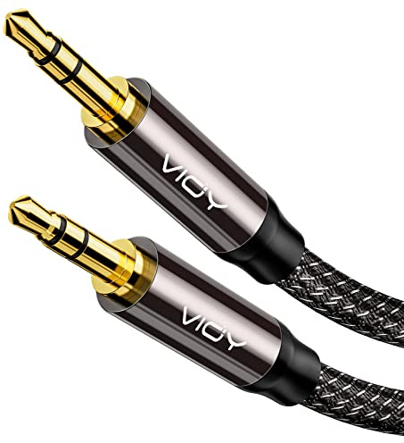 VIOY Aux Cord 1M, 3.5mm Male to Male Braided Auxiliary Audio Cable | Long Aux cord, 3.5mm TRS Jack, Hi-Fi lossless sound, Copper Shell, fits Headphone, Smartphone, Car Stereo, Speaker, Echo