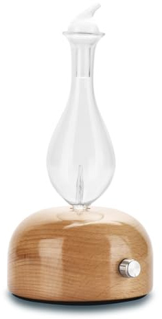 Zen’Arôme Diffuseur d’Huile Essentielle par Nébulisation Aurora - Nébulisateur à Froid Qui Conserve Les Vertus des HE pour l’Aromathérapie - Puissance Ajustable - en Bois FSC et Verre - Éclairage LED