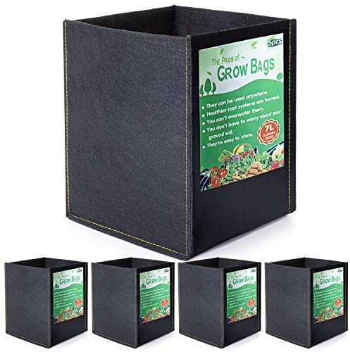 Growerz GrowPotz Pflanzbeutel, quadratisch, 7 l, 5 Stück