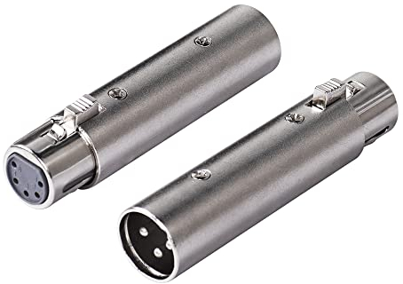 SinLoon Acoplador XLR Macho a Hembra 3 Pines a 5 Pines - Adaptador de Cable Cambiador de Género - 2 Piezas (5 Hembra a 3 Macho)