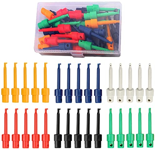 Xiatiaosann 30pcs Multimeter Test Hook Clip, Multimeter Accessories Colorful Test Grabber Probe for Testing Electronic Components