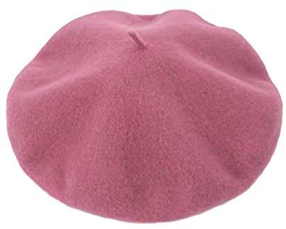 JOYHY Herren Unifarbe Wolle Künstler Französischer Baskenmütze Barette Hüte Berry Pink