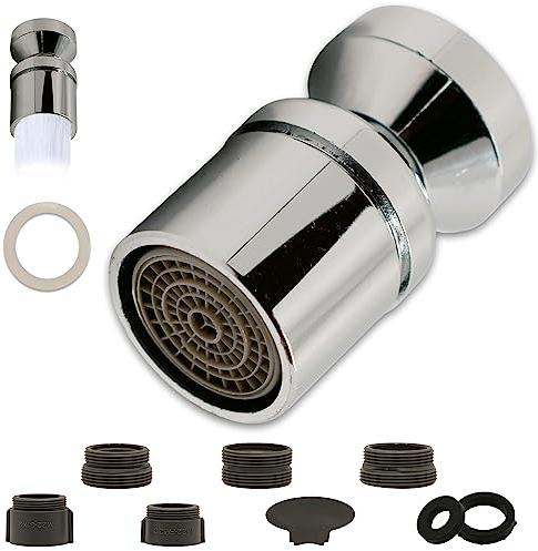 Aireador Grifo Cocina con Giro 360º, Ahorrador de Agua para Grifo de Cocina, Ducha o Lavabo, Filtro Atomizador Grifo Universal con Junta para Rosca