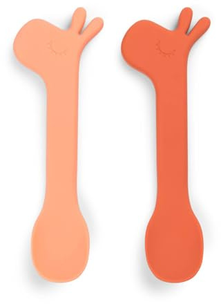 Done by Deer Silikon Löffel 2-er Pack Lalee Papaya - Baby Löffelset - Esslernlöffel aus 100% Silikon in Lebensmittelqualität