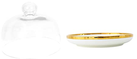 AOKWAWALIY 1 Juego de moldes para Tartas de Postre, de Cristal, con cúpula Cubierta, Soporte para Tartas, Soporte para Galletas, Soporte para Tartas de Vidrio con cúpula de Vidrio de Aire, Tapa