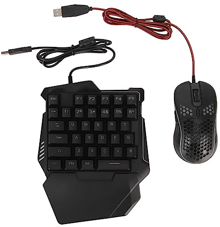 Combo de Teclado y Mouse para Juegos con Media Mano, con Conversor de Teclado y Mouse, Conexión Bluetooth 5.0, Compatible con Reconocimiento Automático de Agarre