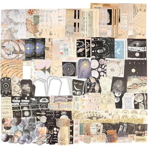 200 Pezzi Adesivi Decorativi Scrapbooking, Adesivi per Scrapbooking Vintage, Fai da Te Materiale Scrapbook Carta, Adesivi Decorativi Retrò Accessori per Fai da Te Diario Album Calendario