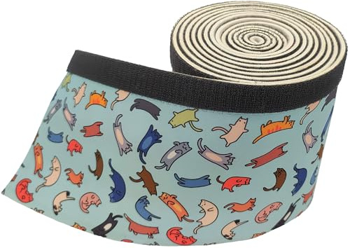 KabelDirekt – Kabelschlauch & Kabelkanal aus elastischem Neopren, mit Design-Aufdruck – 3 m lang, leicht zuschneidbar, Kabelmanagement mit Klettverschluss – buntes Katzen-Design