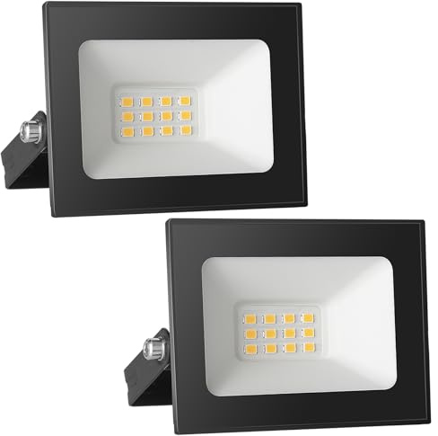 Royana 12V 10W LED Strahler Außen: IP65 Wasserdicht Warmweiß LED Fluter Flutlicht für Garten,Garage, Hotel, Sportplatz(2Pack)