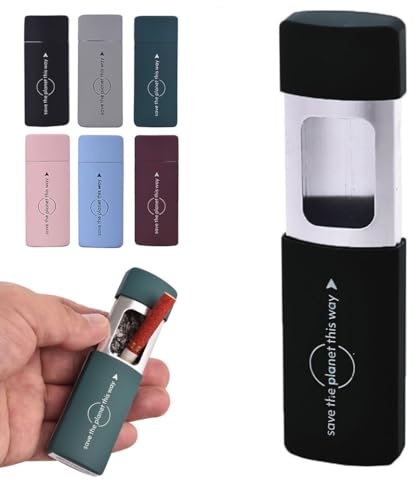 Murago - Taschenaschenbecher Rubber Schwarz - mit Deckel zum Schieben Ascher für die Handtasche unterwegs geruchsdicht klein Metall für draussen matt