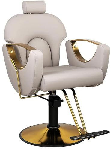 RNQZ Multifunktionaler Beauty-Stuhl, Tattoo-Stuhl, höhenverstellbarer Friseurstuhl, Beauty-Styling-Shop-Barber-Drehstuhl mit 360°-Rollendrehung, für Friseure,Grau