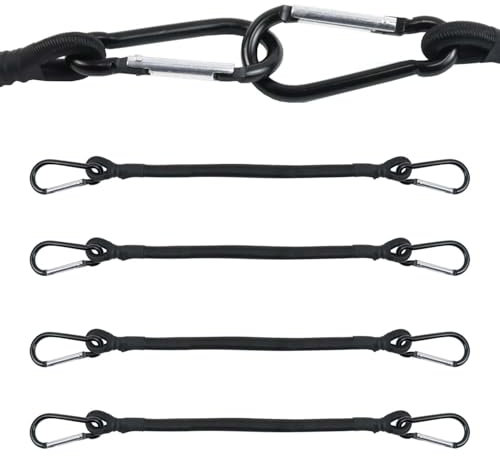 Qcdou Spanngummi mit Karabiner, 4 Stück Spanngurte mit Haken, 30 cm Expander mit Karabiner, Starker Gepäckspanner, Gummispanner mit Haken für Gepäck, für Sonnensegel, Outdoor Fahrrad & Auto mehr(A)