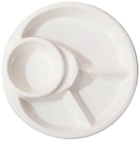 Hamankim Piatto in ceramica per la conservazione degli alimenti, piatto da pranzo in confezione da 1, piatti divisi per dieta bariatrica, adatti al microonde e alla lavastoviglie, multicolore(Bianco)