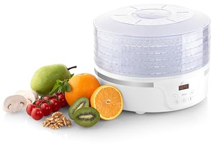ETA Déshydrateur automatique Secca I 380 W I Réglage de la température 35-70 °C I 5 grilles sans BPA I Ø 28 8 cm I Écran LCD I Contrôle numérique I Minuterie I Fruits, légumes, champignons, viande