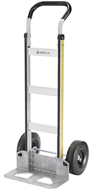 Gorilla 800 lb Capacity Aluminum Hand Truck, Wide Load Toe Plate, Premium Flat-Free Wheels, Wide Grip Handle, Heavy-Duty Silver Hand Truck