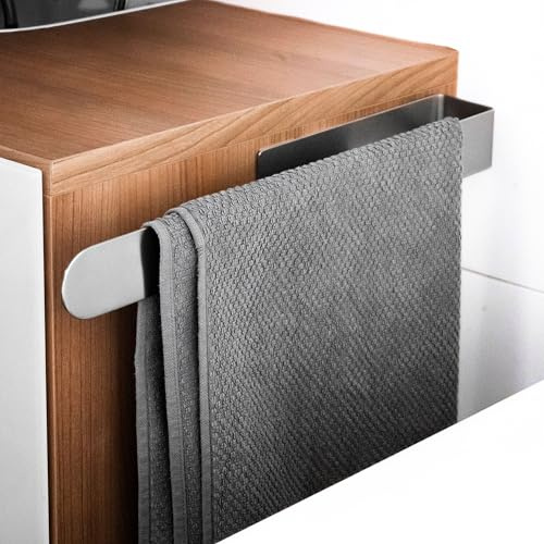 ELMOWO - Premium Edelstahl Handtuchhalter ohne Bohren selbstklebend inkl. Spezialkleber (extrem sicherer Halt)- Wand Handtuchstange für Bad & Küche - Handtuchhalterung als Gästehandtuchhalter (silber)