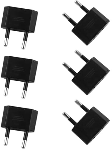 Xmart 6 Piezas Adaptador Enchufe Americano a Europeo Adaptador de Enchufe Viaje Negro Americano a Europeo Adecuado para Alemania/Francia/Italia/España USA Europa