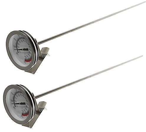 TOPBATHY 2pcs Stainless Steel Deep Fryer Thermometers Clip Food and Meat Kitchen Probe Accurate Cooking Bbq Temperature Gauge for Home Use