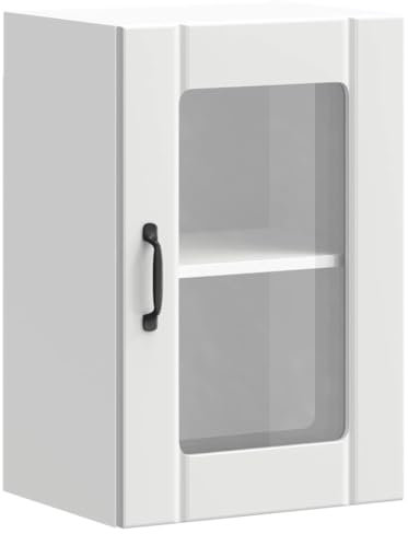 vidaXL Lucca Kitchen Wall Cabinet - White, Engineered Wood & Glass, 40x31x60 cm, Modern Storage Cupboard with Glass Door