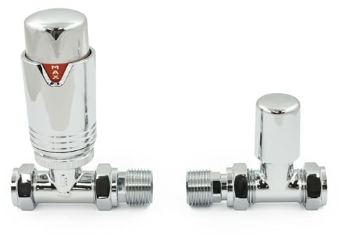 Toallero termostático con válvula de radiador recto TRV cromado, estilo (cromo)