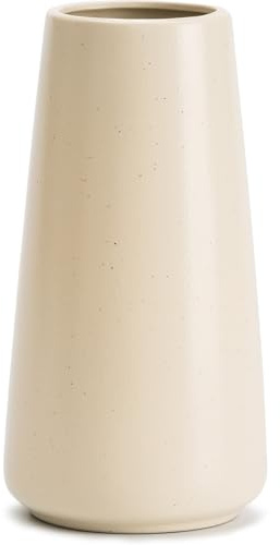 Vaso in ceramica beige – Vaso neutro da 20,3 cm, decorazione per la casa, vaso boho bianco sporco, vasi per fiori, vasi minimalisti e moderni color avorio per centrotavola, decorazione della stanza,
