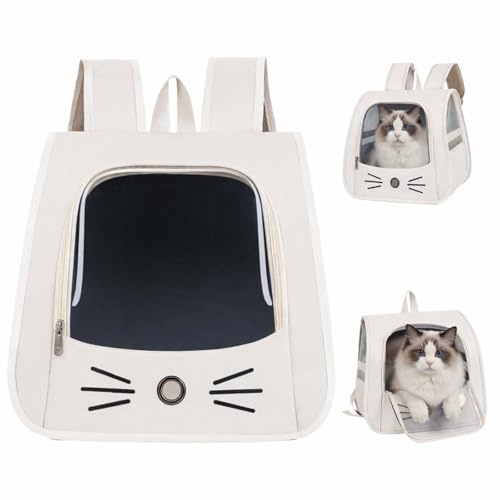 Bolsa para Mascotas Plegable,Mochila Gato y Perro,Mochila Gatos Transporte,Mochila Transportín Perro,Transportin Gato Mochilas para Gatos y Perros,para Mascotas pequeñas como Gatos y Perros (Blanco)