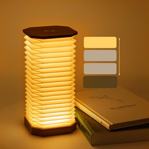 GanSan Cordless Table Lamp, Portable Wireless Rechargeable Bedside Lamp with USB-C, Dimmable Touch Control, Solid Walnut Wood for Bedroom, Office, Gifts