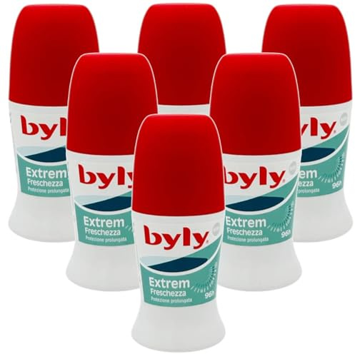 Byly Deodorante Unisex Extrem Roll-On 50 ml – Freschezza Intensa, Protezione Prolungata 96H, Anti-Odore, Dermatologicamente Testato (Extrem Freschezza 6 Unità)