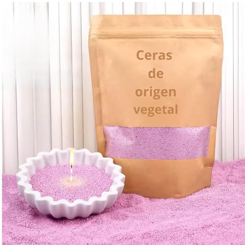 CANDLEVAL Cera Arena per Fabbricazione di Candele con Stoppini – Kit per Fare Candele DIY – 10 Colori di Granuli di Cera per Candele con 5 Stoppini – Perle Vegetali per (Rosa, 100 g)