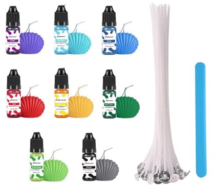 Altaroo Kerzen Selber Machen Set, DIY Kerzenherstellung Kit, Kerzen Gießen Set mit 20 Kerzendochte, 8 Kerzenfarbe, 1 Rührstab Candle Making Kit für Erwachsene und Kinder