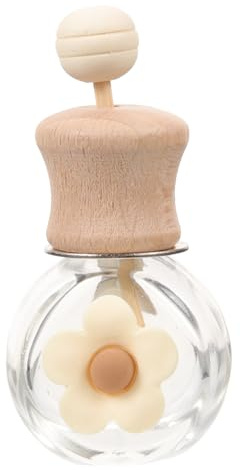 ULTECHNOVO Leere Glas Duftflasche Fürs Auto Nachfüllbarer Aromatherapie Diffusor Mit Holzdeckel Kleiner Lufterfrischerflasche Für Ätherische Öle Autoduft Und Reisegebrauch