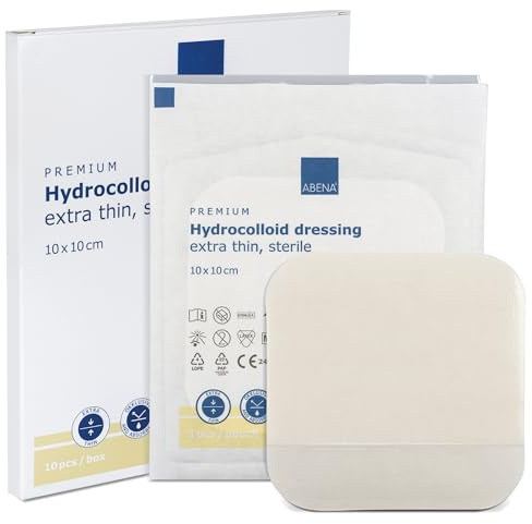 ABENA Hydrokolloid-Pflaster 10×10 cm, 10 Stück | Extra Dünn & Halbtransparent, Steril, Latexfrei, Wasserdicht Blasenpflaster