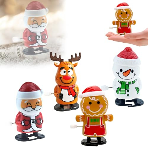 4 Stück Weihnachts Aufziehspielzeug Set,2026 kleinigkeiten für adventskalender aufziehspielzeug,Uhrwerk Lauf Spielzeug Weihnachtsbaum Aufziehspielzeug,Weihnachten Wind-up Spielzeug für Kinder (4pcs)