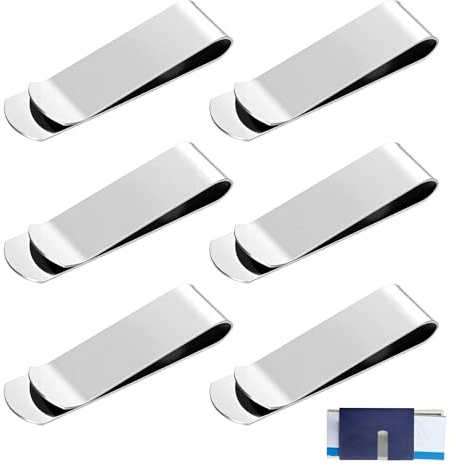 6 Stück Edelstahl Geldklammer, Silber Geldscheinklammer Tragbare Geldklammern Metall Geldclip Geld Klammer für Geldscheine Bargeld Rechnungen Banknote Visitenkarte Quittung