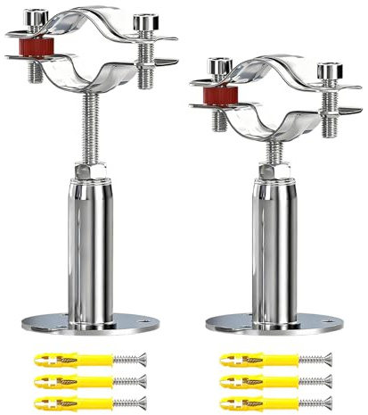 2 Pcs 304 Stainless Steel Pipe Clamp Hanger, Adjustable 150-200mm Pipe Support Bracket with Screws, for 19-22mm（0.74-0.86） Diameter Tube, Wall & Ceiling Mount Pipe Fastener