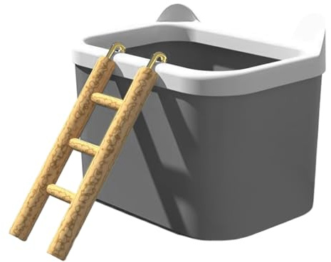 Generisch Hamster Sand Box - Removable Pet Bowl with Ladder | Gerbil Sand Bath Container for Cage, for Mouse Gerbil Chinchilla Home Travel Enrichment Bathing Play