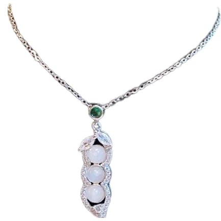 Gold Real Natural Jade Four Seasons Collana a Sospensione di Fagioli, Collana Elegante, Regalo di Giada per la Sua Fortuna
