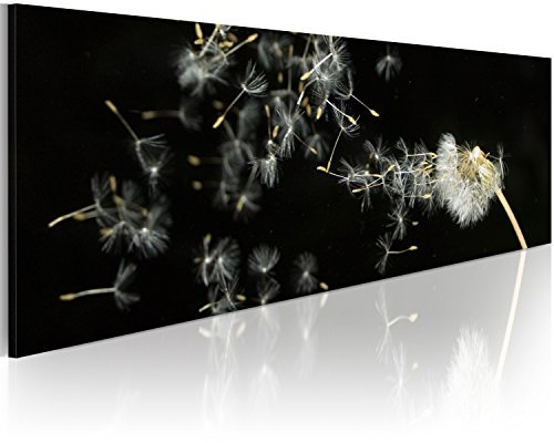 murando - Wandbilder XXL Pusteblume 135x45 cm 1 tlg - Wand Deko Vlies Leinwand Bilder Groß Wanddeko Wohnzimmer Schlafzimmer Kunstdrucke Panoramabild - Natur Blumen schwarz 9060121