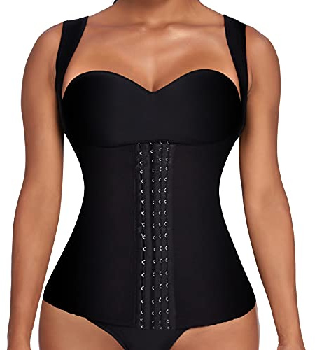 Ekouaer Womens Underbust Corset Waist Trainer Vest for Weight Loss Body Shaper,Black-vest,S fit 26-28 Inch Waistline