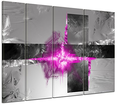 Bilderdepot24 Keilrahmenbild - Abstrakte Kunst Flitter - grau violett - Bild auf Leinwand - 180x120 cm - 4teilig - Leinwandbilder - Urban & Graphic - kubistisch - grafisch - modern