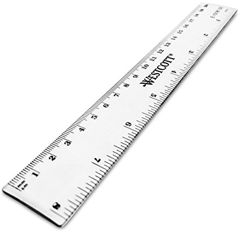 Westcott E-10181 00 plastlinjal, 20 cm/8 tum, skala cm och tum, transparent