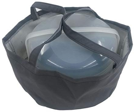 Biona Tasche für Kuchen/Torten ø 36 cm Höhe 20 cm für div. Behälter, Transporttasche, Transportbox, Transportbehälter, Kuchentasche (grau)